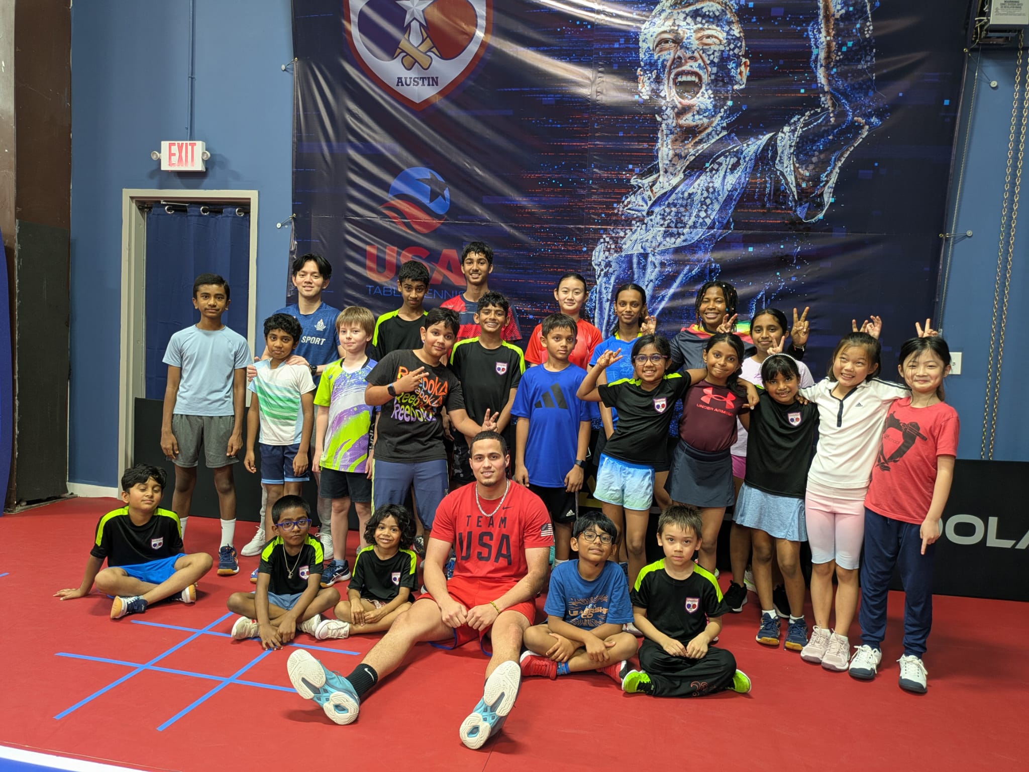 Youth table tennis summer camp group photo